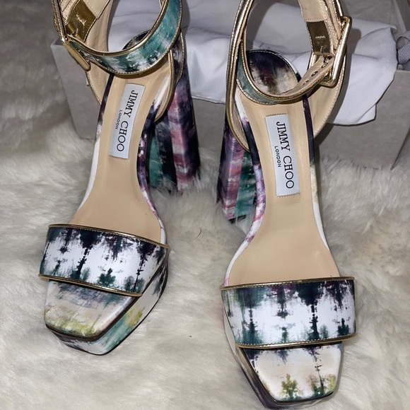 Jimmy Choo Shoes - Jimmy Choo Multi-Color Tie-Dye Ankle Strap Block Heel Sandals